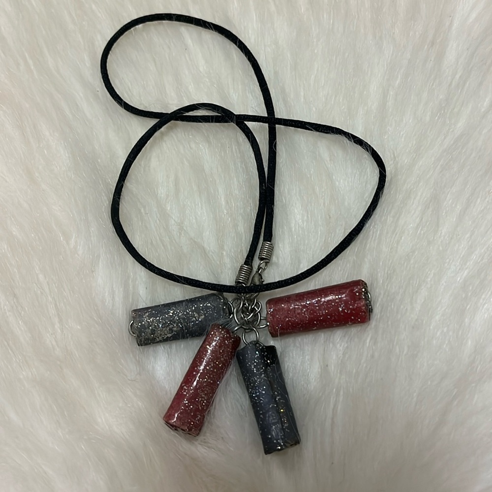 Red, Blue, & Black ONE OF A KIND BOHO RARE UNIQUE HANDMADE NECKLACE